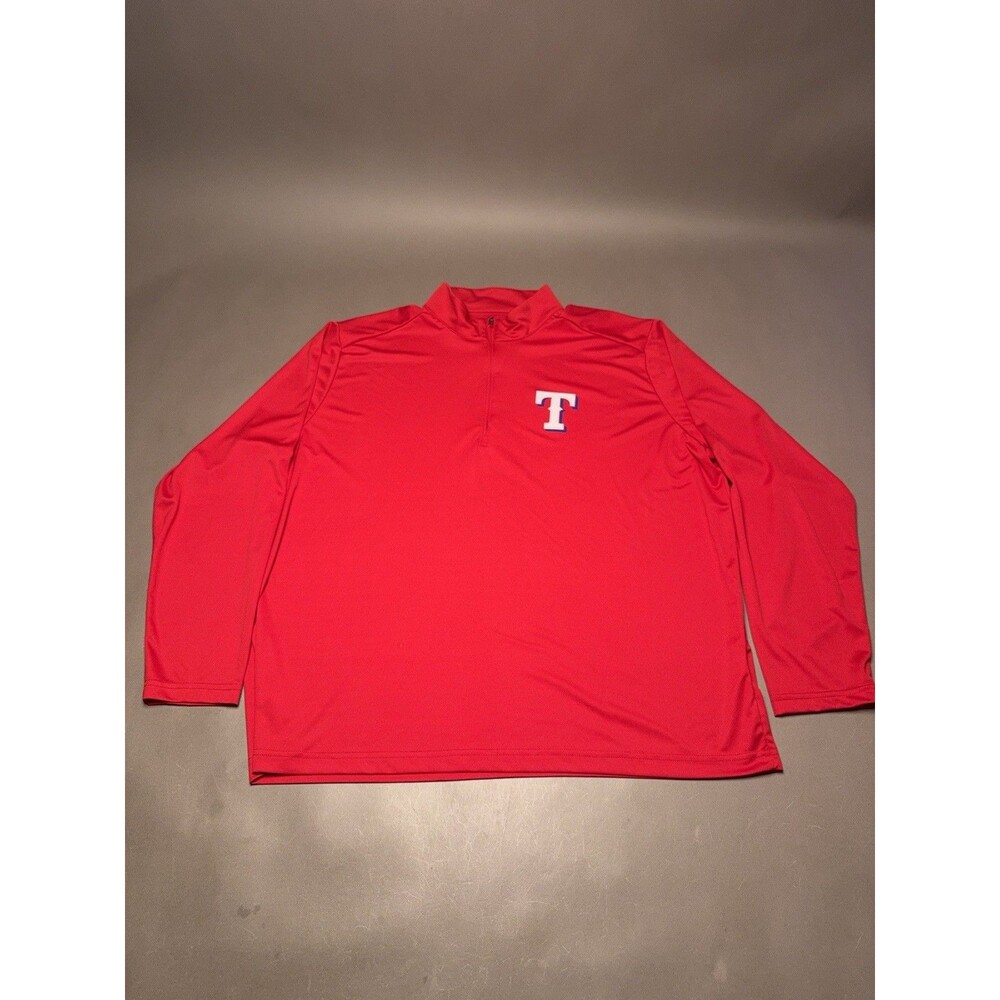 Men's Antigua Texas Rangers Sweater Quarter Zip Pullover 2XL Red Long Sleeve MLB